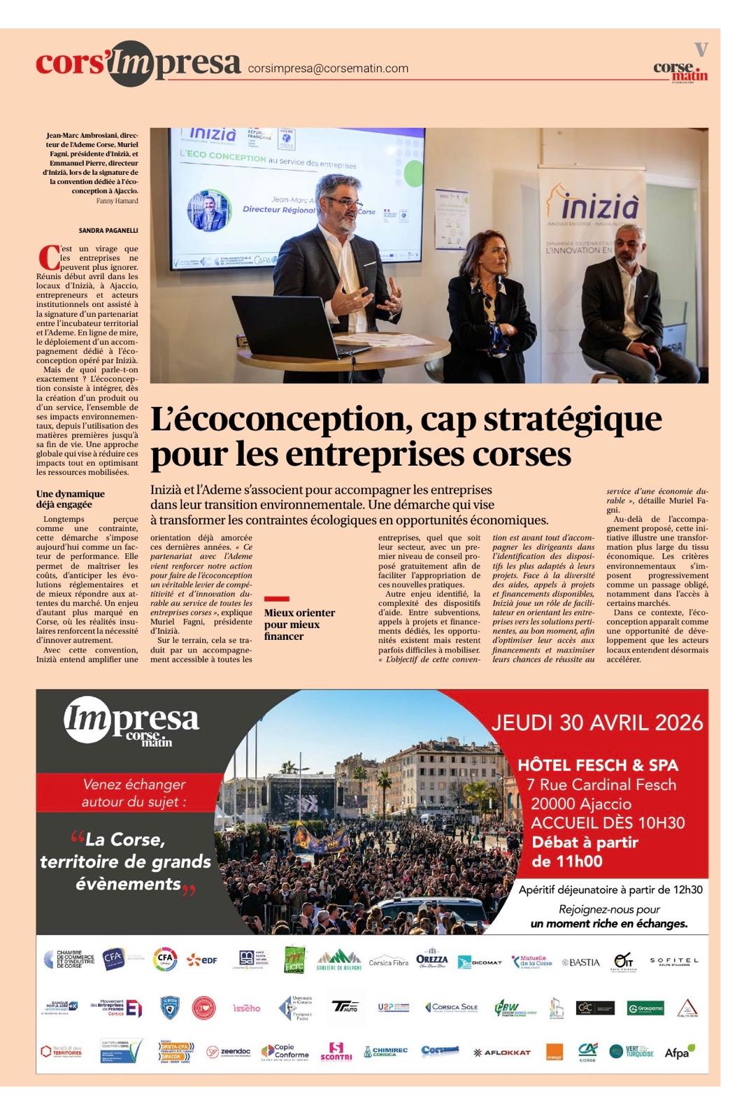 Corse Matin - L'écoconception, cap stratégique pour les entreprises corses